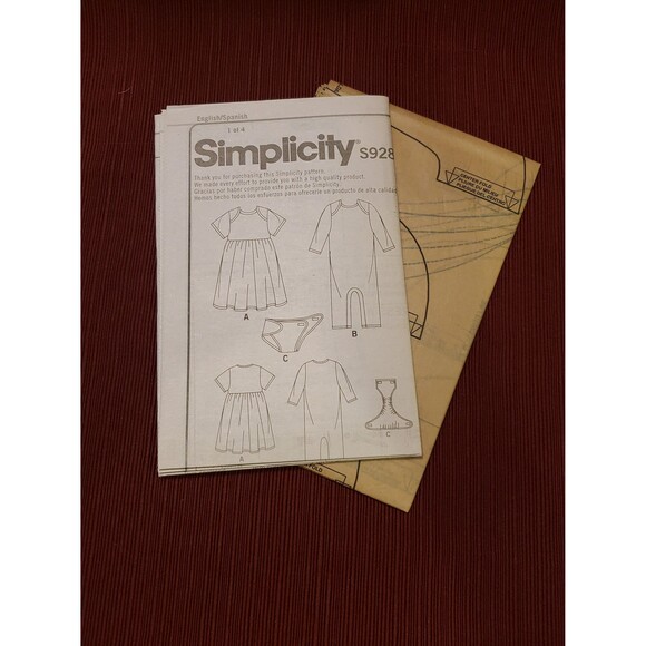 New Babies Knit Dress, Romper, Diaper Cover Sewing Pattern Simplicity S9282 - Picture 5 of 5